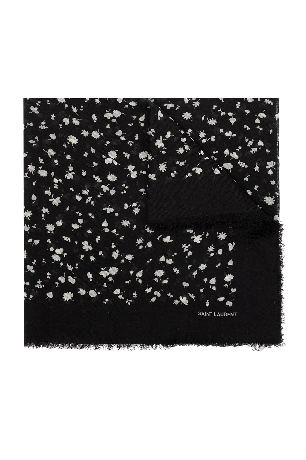 BLACK Wool floral scarf