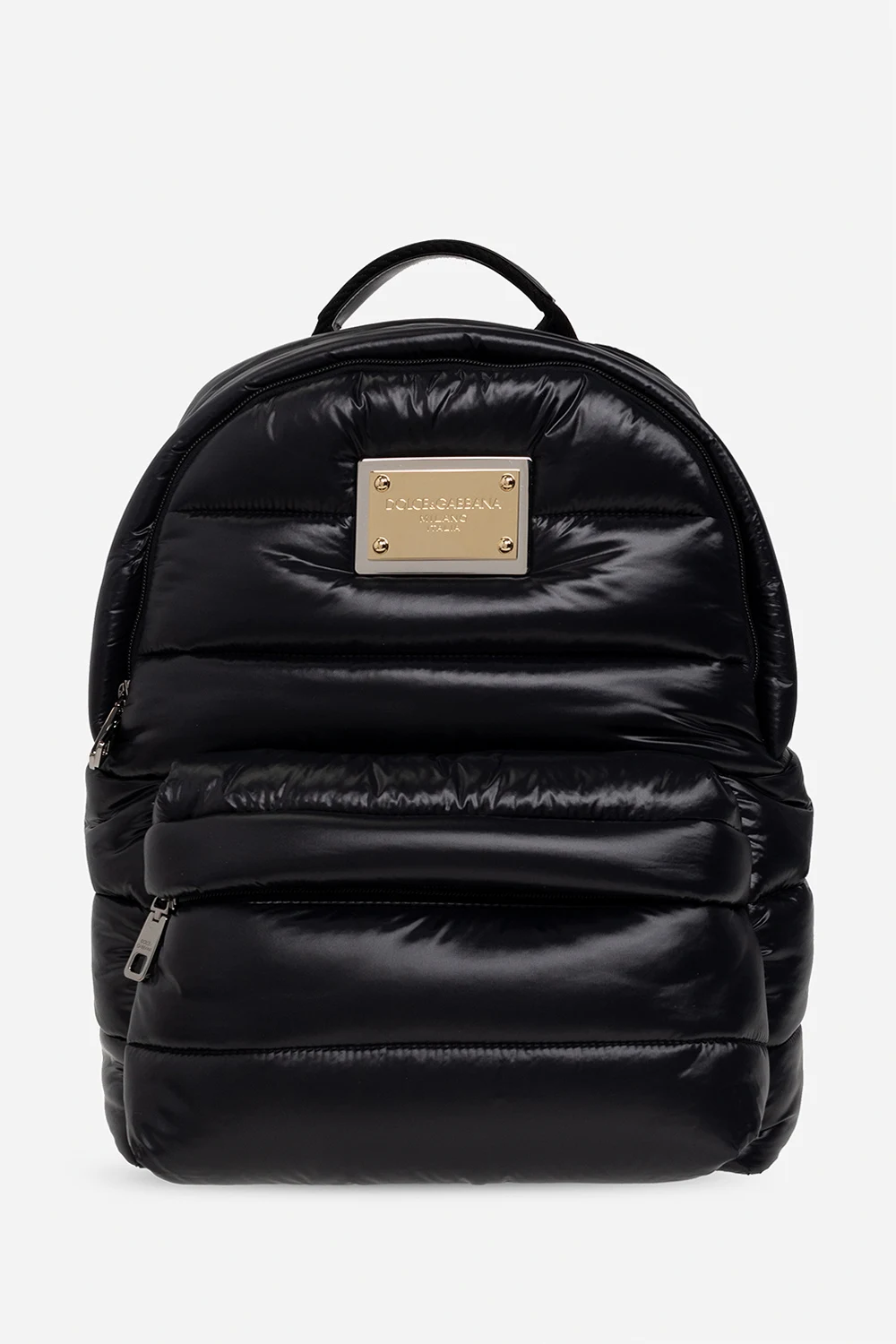 BLACK Quilted backpack with logo