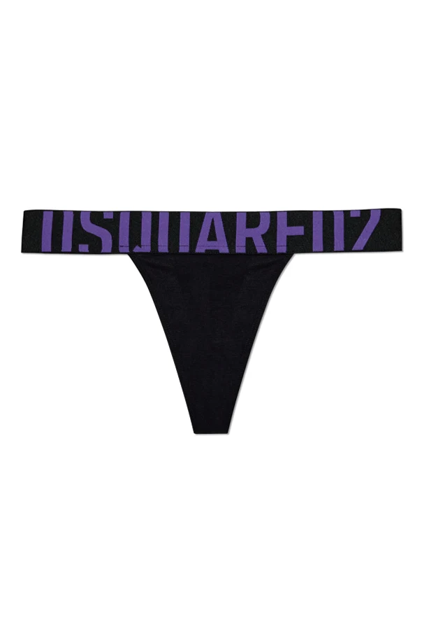CZARNY Stringi z logo