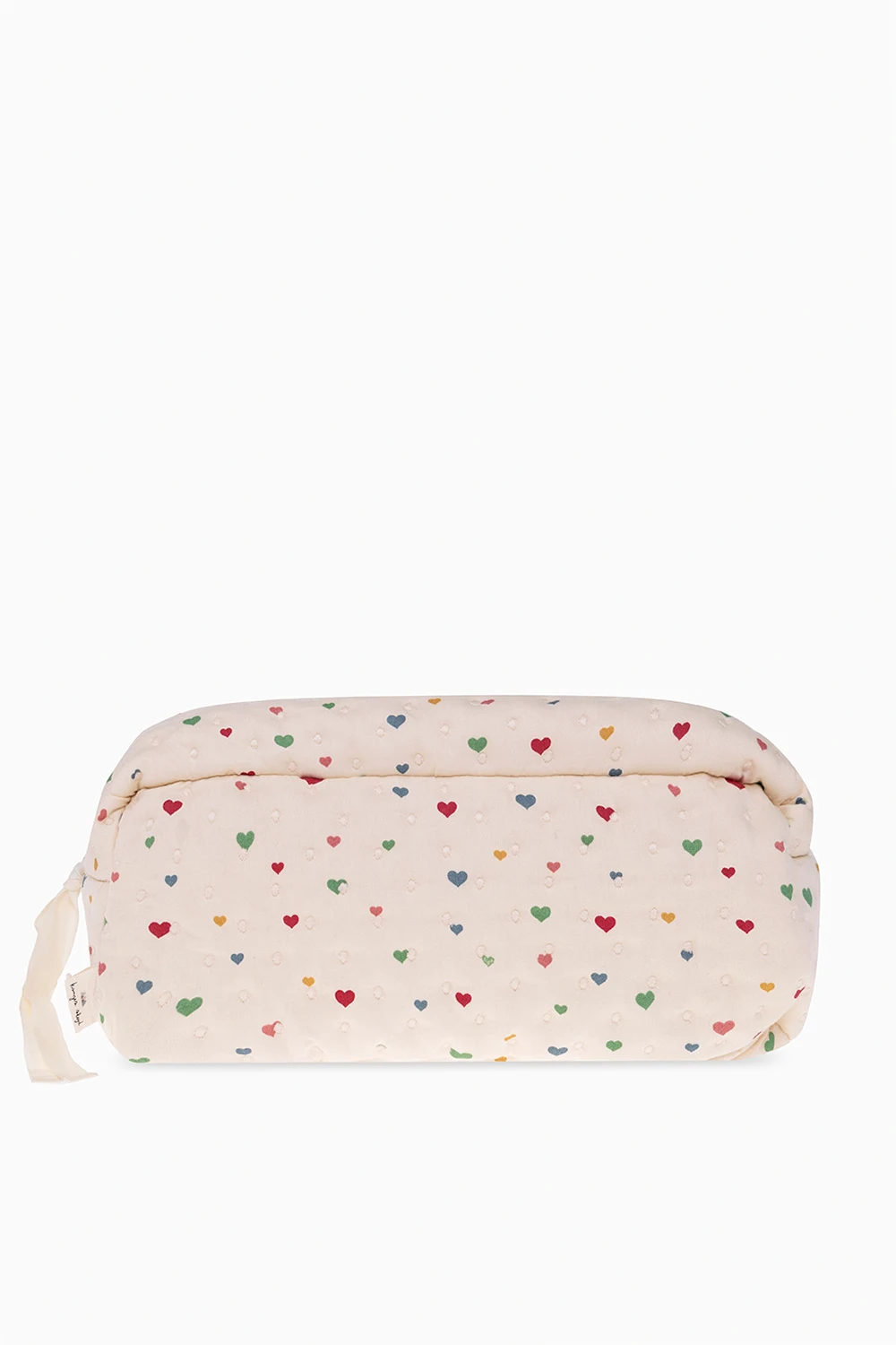 cream Wash bag with motif of hearts