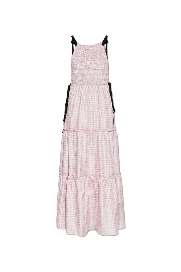 RÓŻOWY Sukienka ze wzorem w kratę
