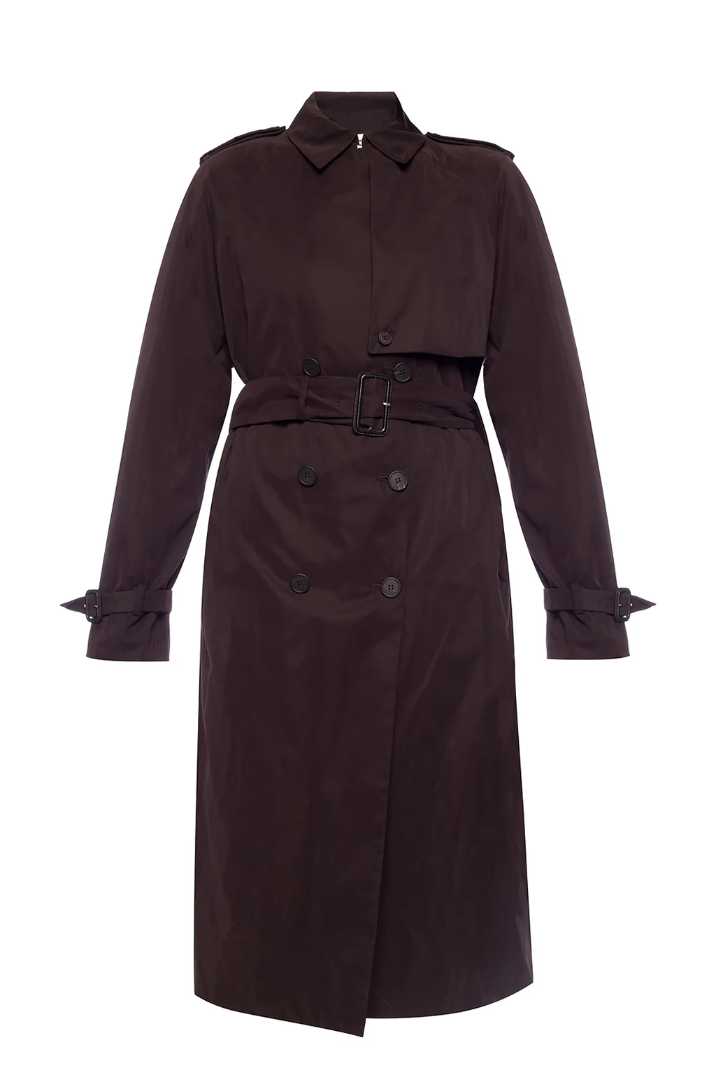 Double-breasted trench coat with belt