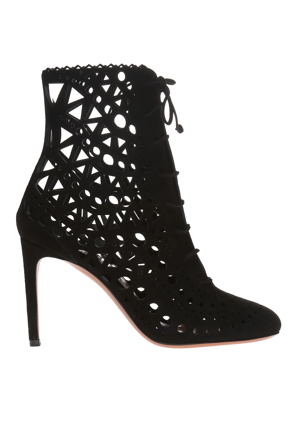 Heeled boots with an openwork pattern
