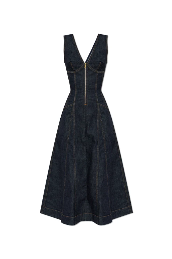 GRANATOWY Jeansowa sukienka