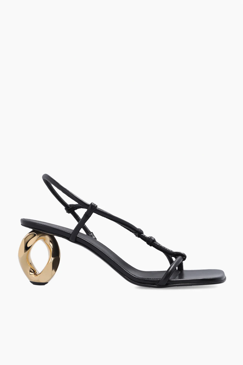 BLACK Heeled leather sandals