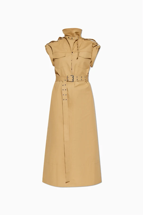 BEIGE Baumwollkleid mit Schlitzen