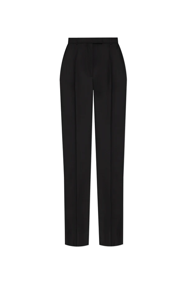 BLACK Wool trousers with satin side stripes
