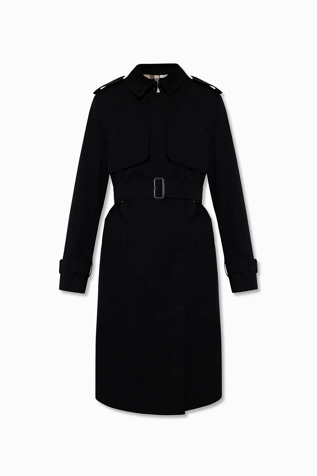 BLACK Double-breasted trench coat