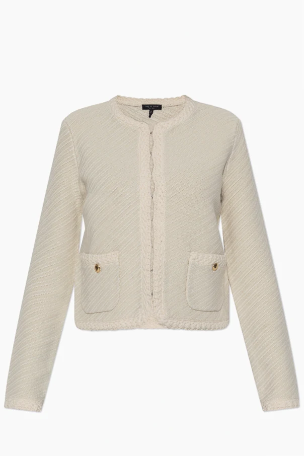 kremowy Kardigan z kieszeniami
