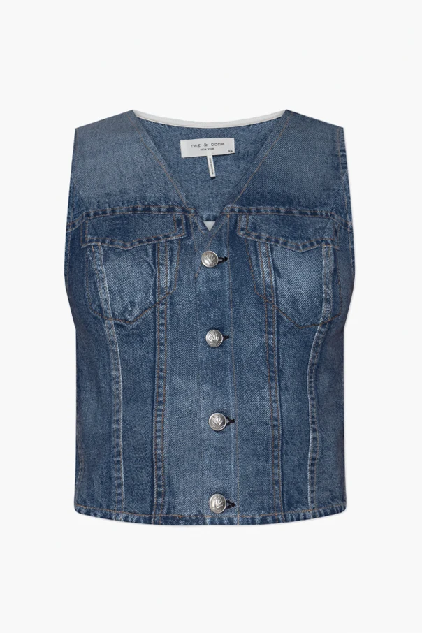 BLAU Weste aus material mit Jeans-Optik