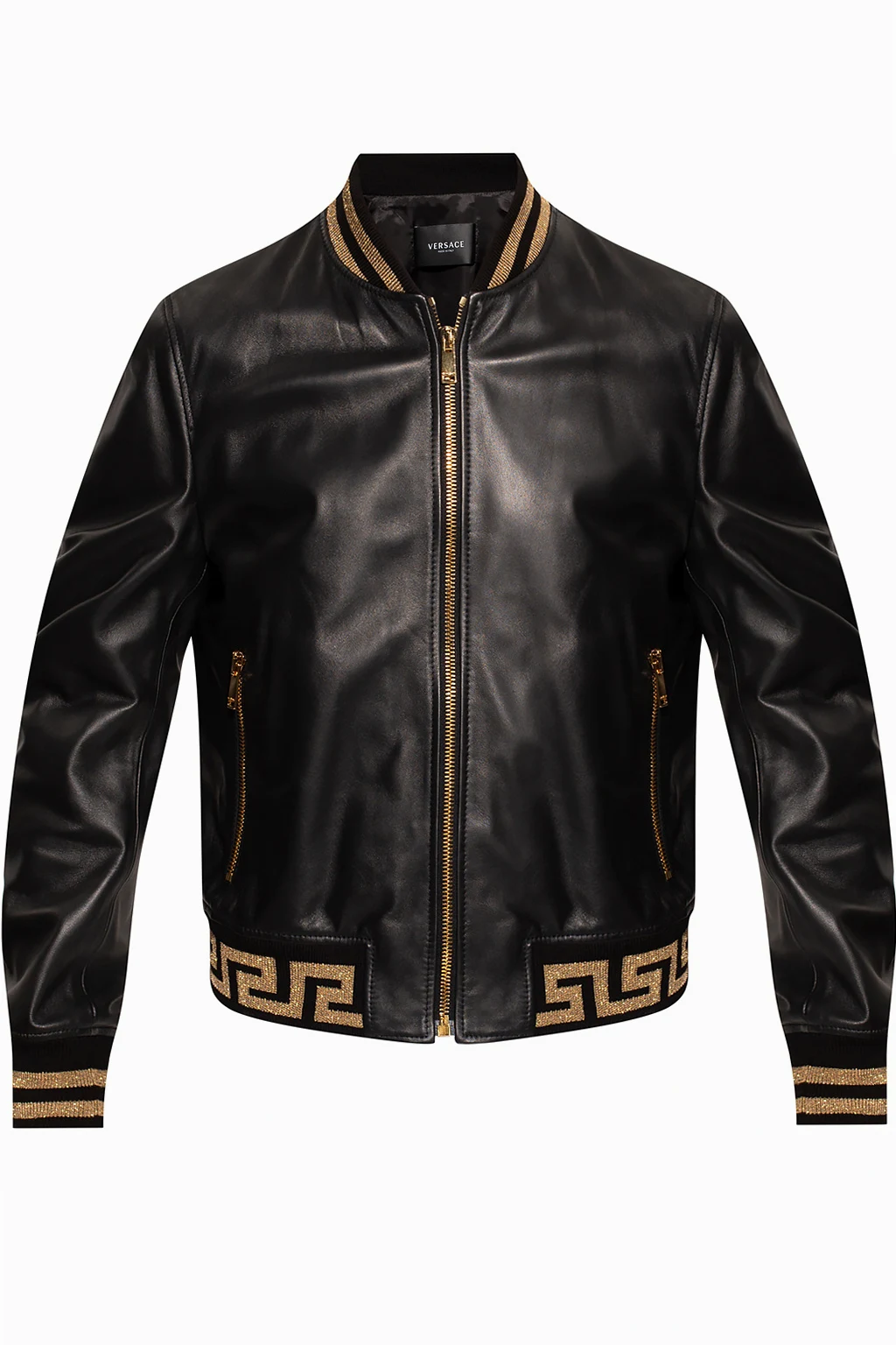 BLACK Leather bomber jacket