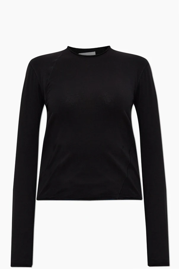 SCHWARZ Top mit gesticktem Logo