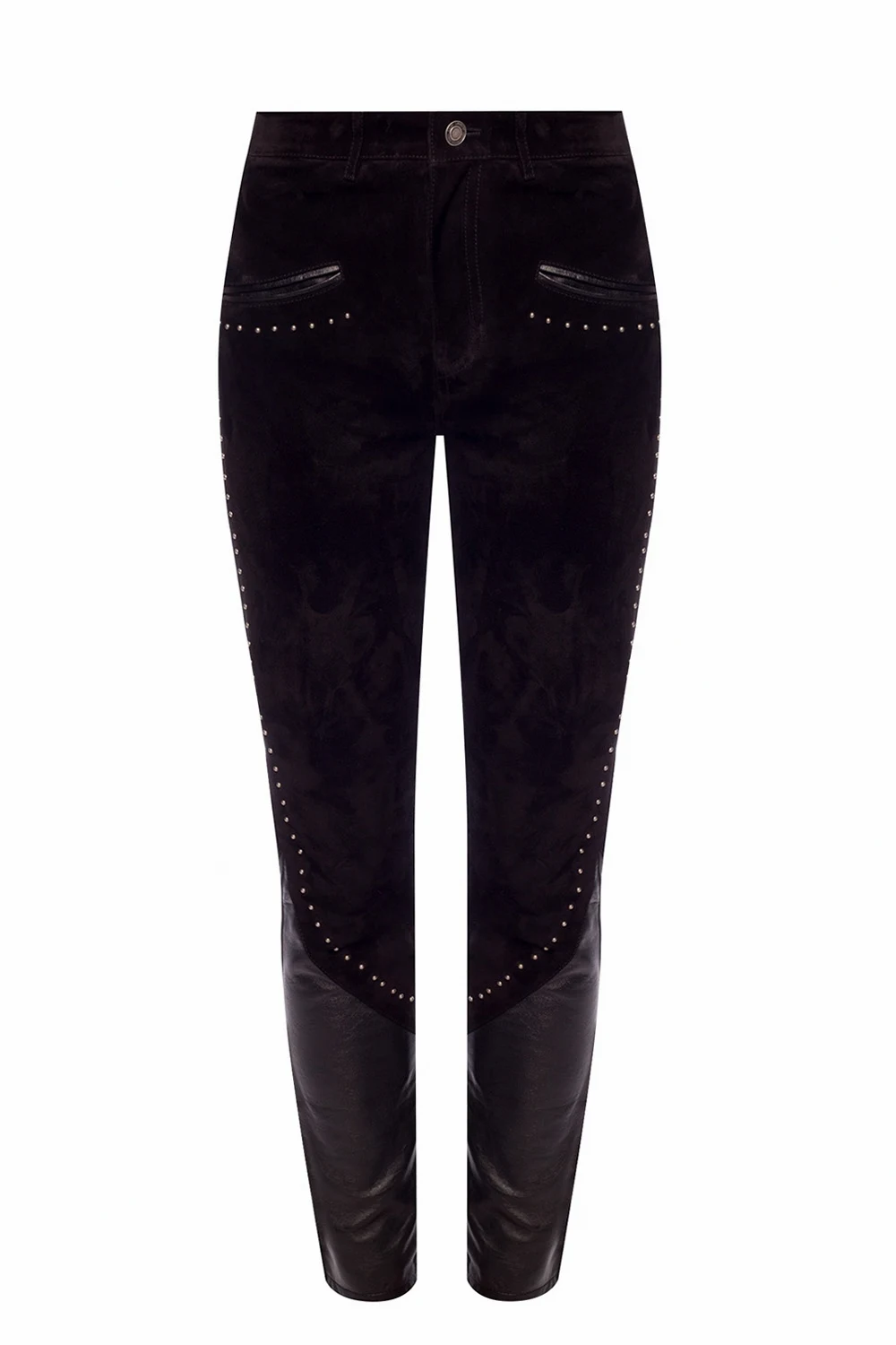 High-waisted suede trousers