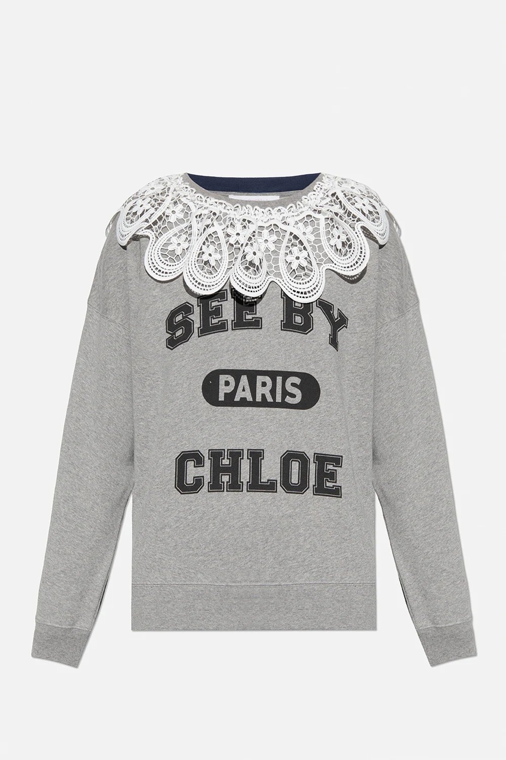 Sweatshirt with lace collar