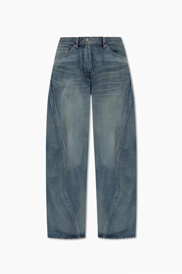 NIEBIESKI Jeansy z efektem `vintage`