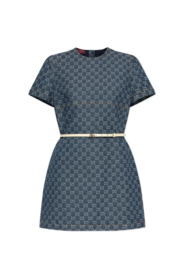 MARINEBLAU Jeanskleid mit GG-Muster
