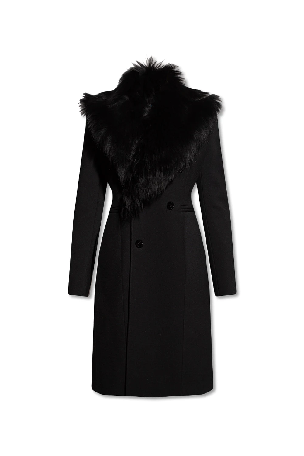 Coat with shearling collar