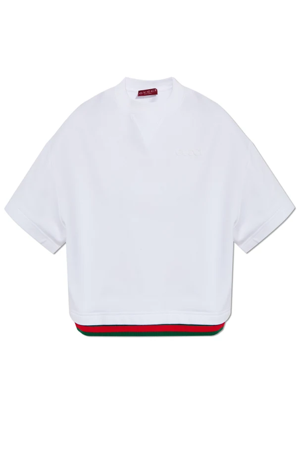 BIAŁY  T-shirt z charakterystycznym paskiem `Web`