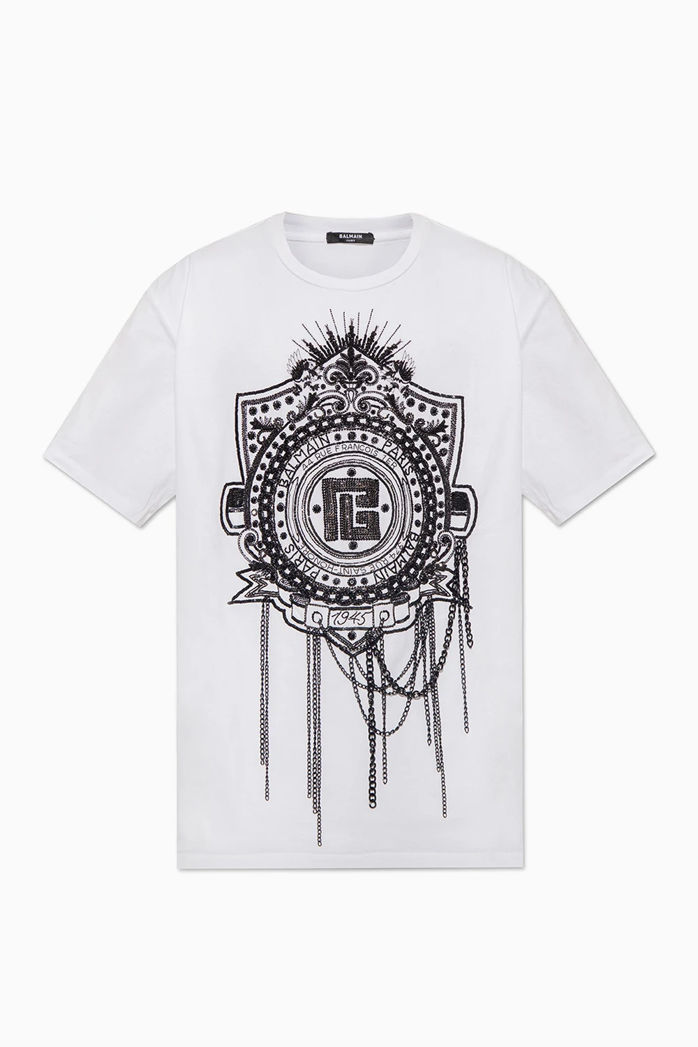 WHITE T-shirt with decorative appliqué