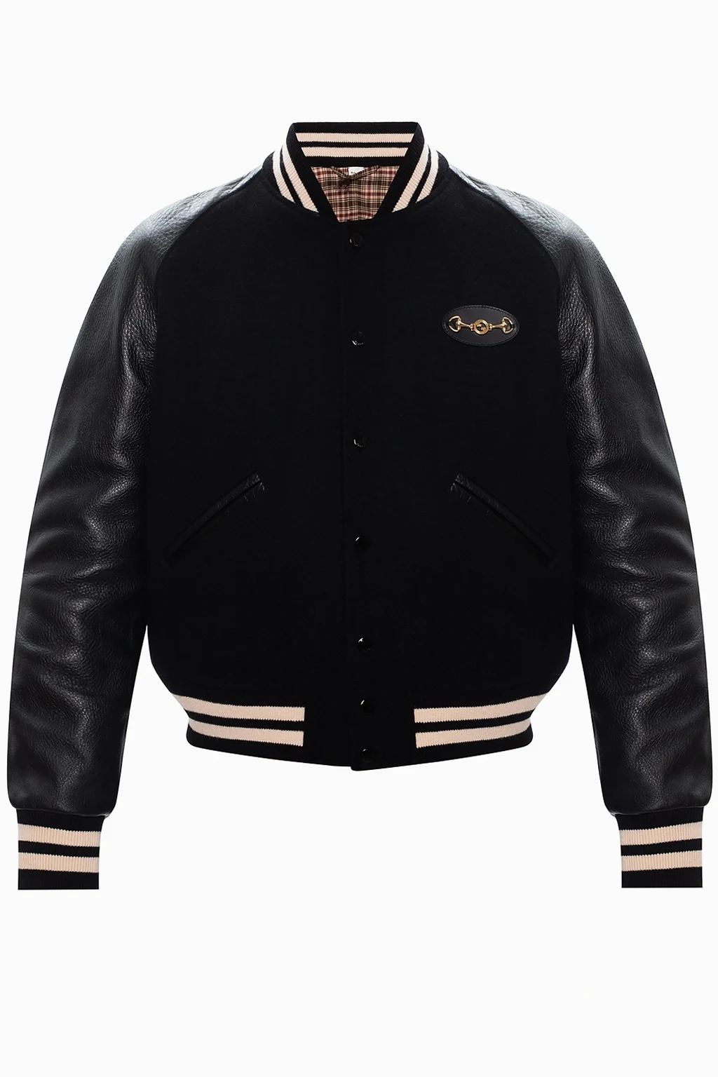 Bomber jacket w/ leather sleeves