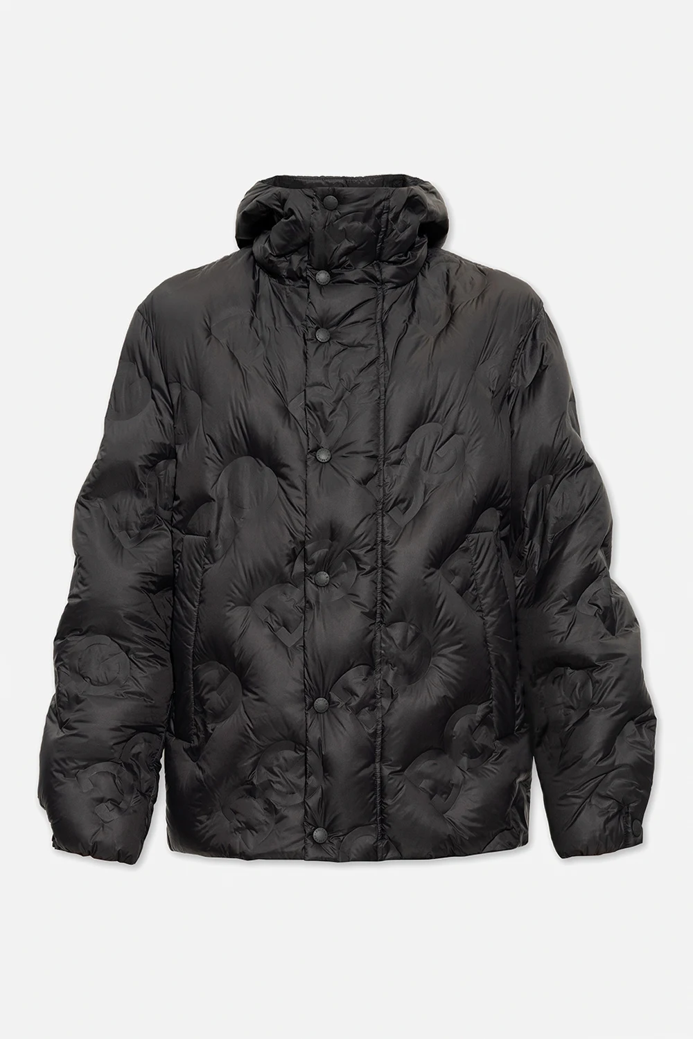 BLACK Quilted hooded jacket