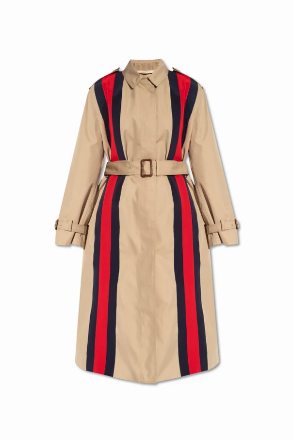 BEIGE Coat with Web stripe