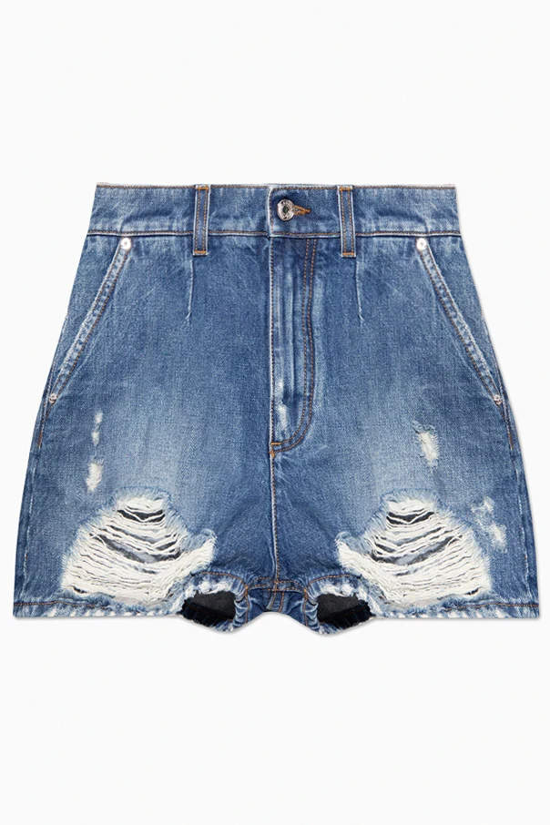 BLUE High-waisted denim shorts