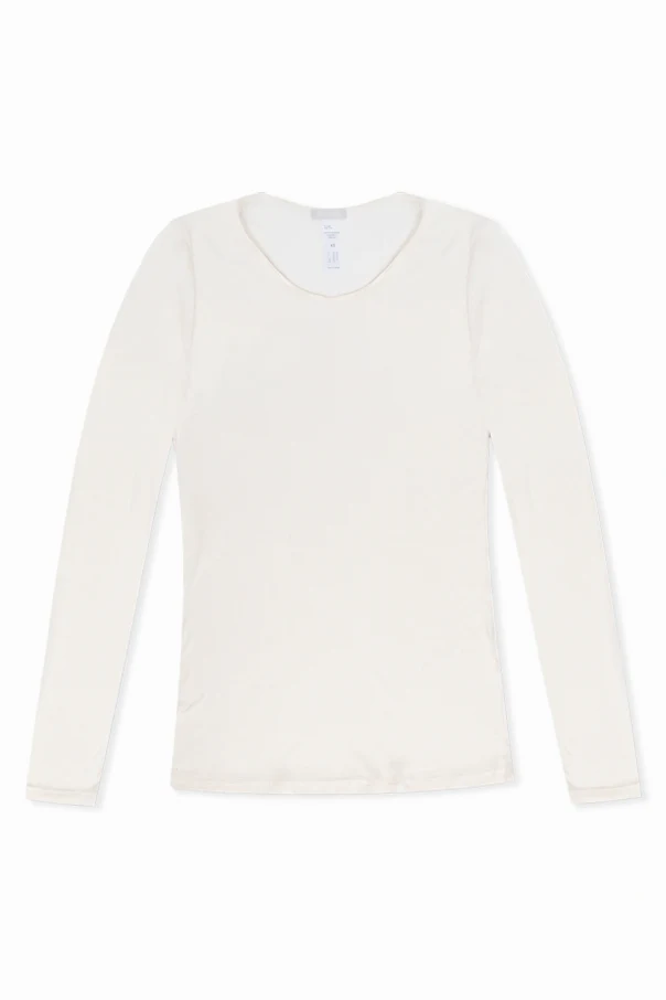 CREME Long-sleeved silk top