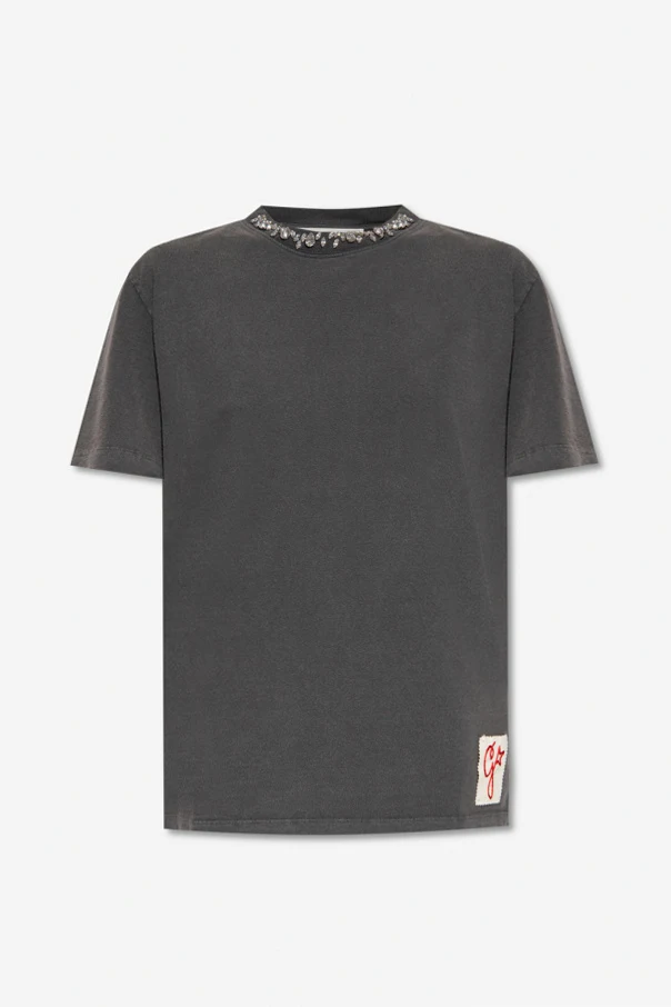 GREY T-shirt with cabochon crystals