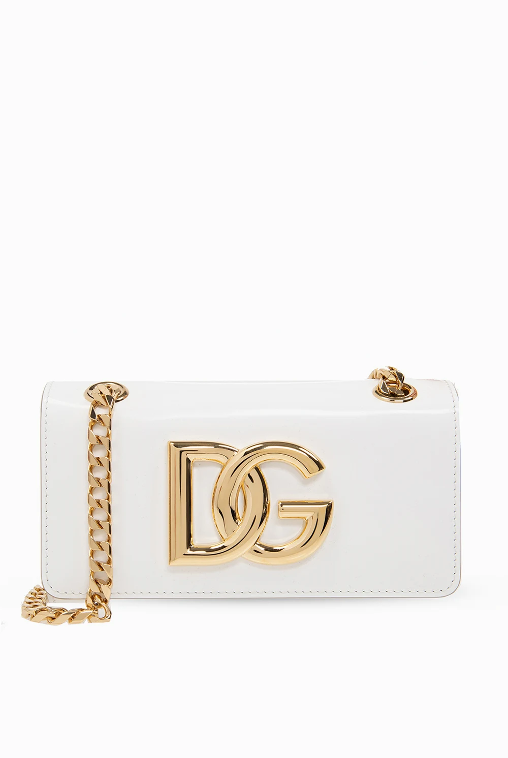WHITE ‘3.5’ phone pouch with chain