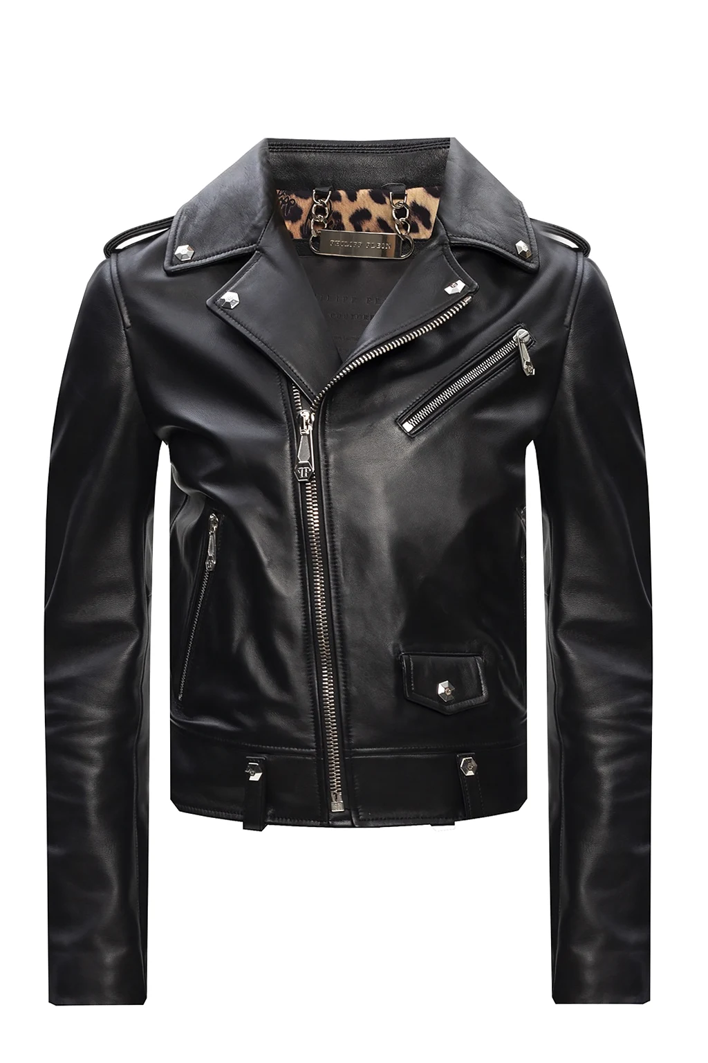 BLACK Biker jacket with logo