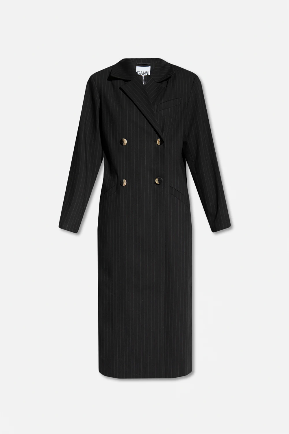 Double-breasted pinstripe coat