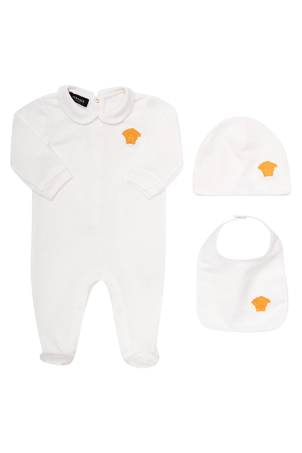 WHITE Babygrow, hat & bib set
