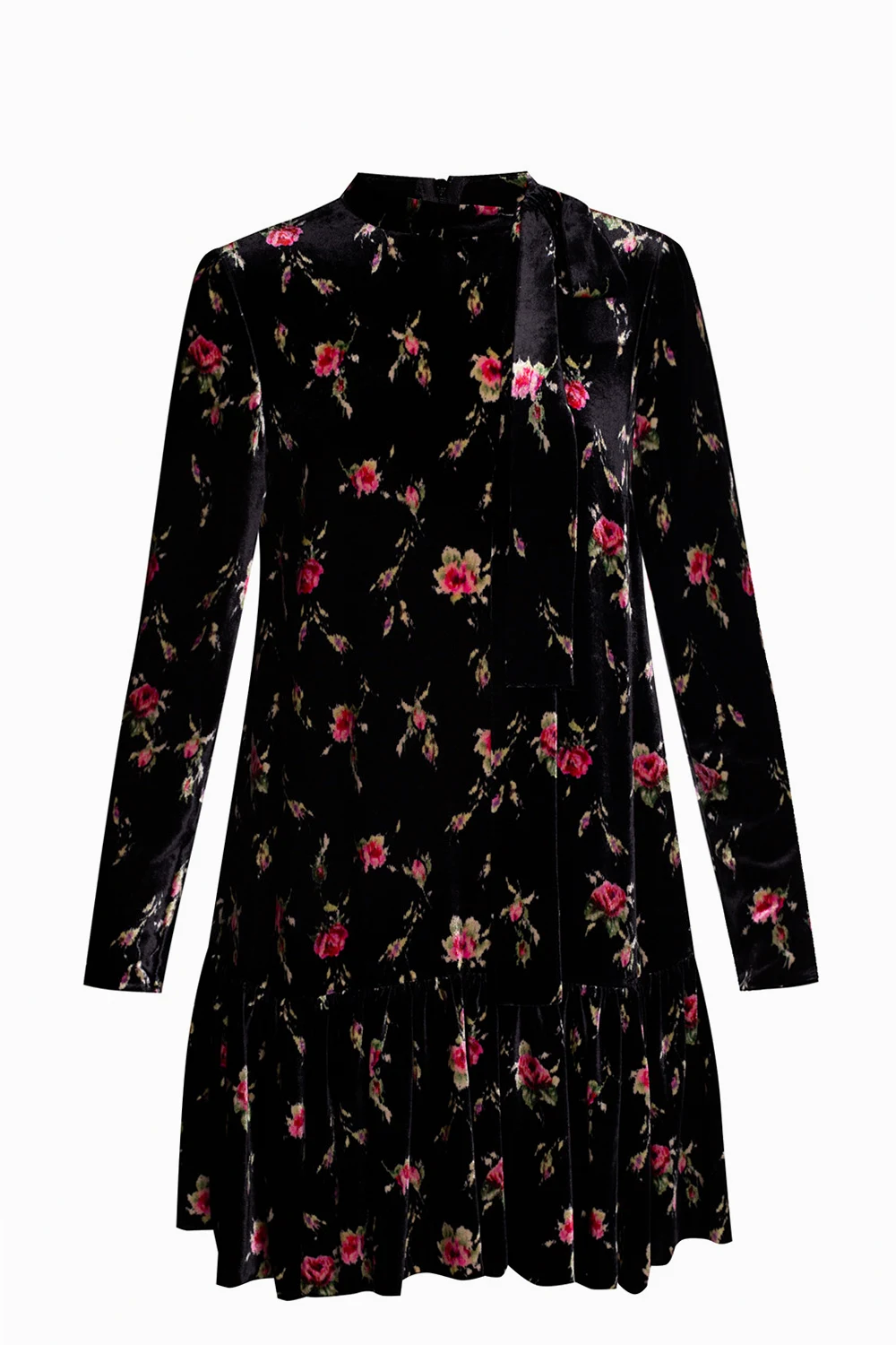 BLACK Velvet dress with standing collar