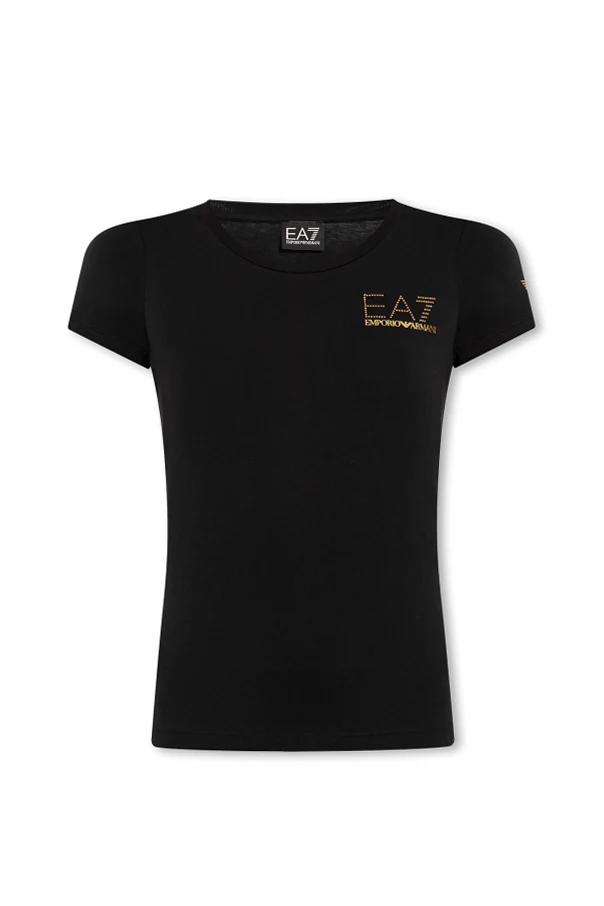 CZARNY T-shirt z logo