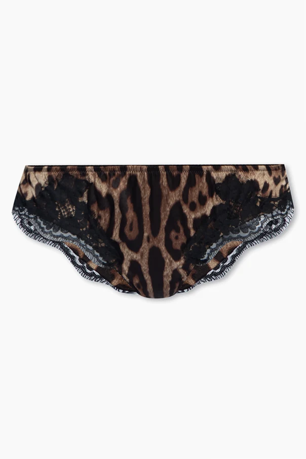 BROWN Briefs with animal motif