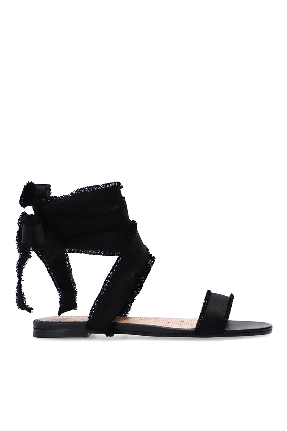 BLACK Fringed sandals