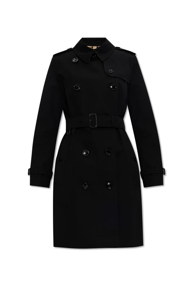 CZARNY Bawełniany trencz