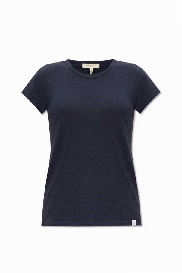 GRANATOWY T-shirt z bawełny organicznej