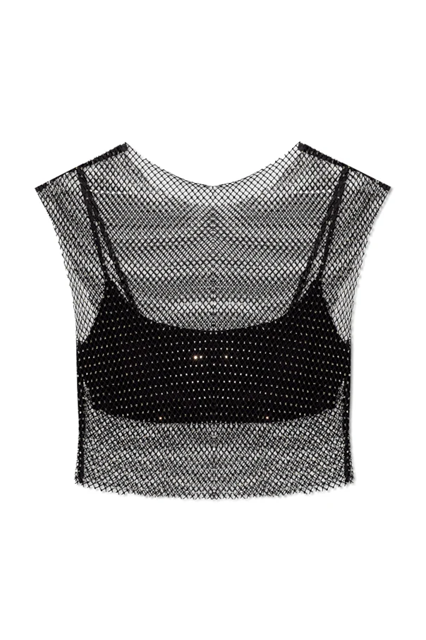 BLACK ‘Calytrix’ sparkling crop top