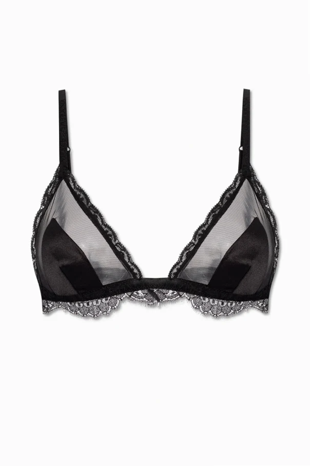 BLACK Silk lace-trimmed bra