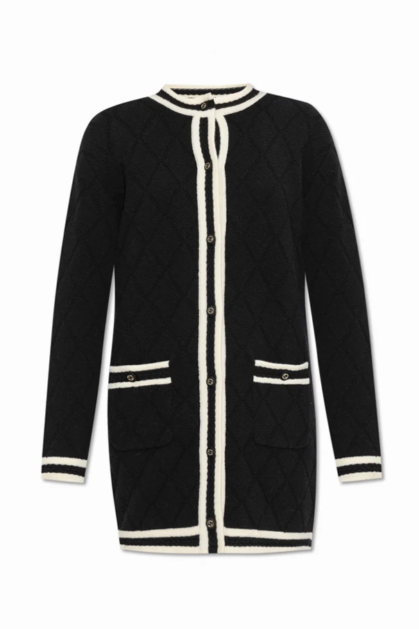 CZARNY Pikowany kardigan