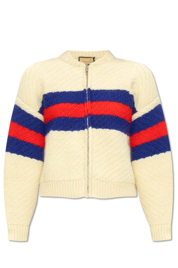 kremowy Wełniany kardigan