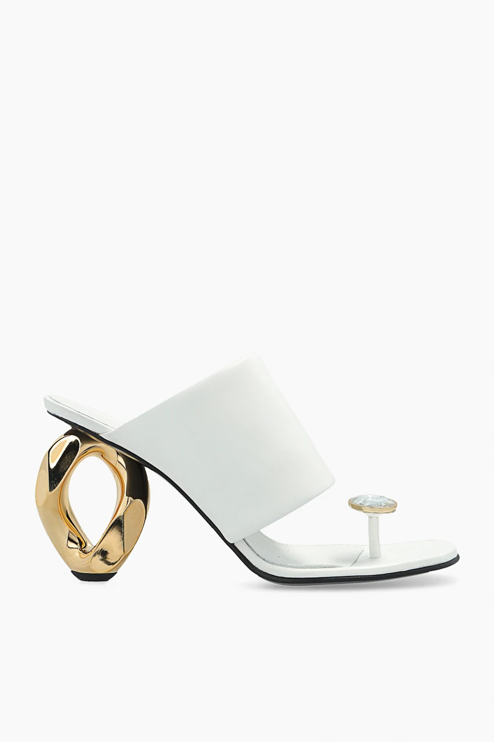 WHITE Slides on decorative heel