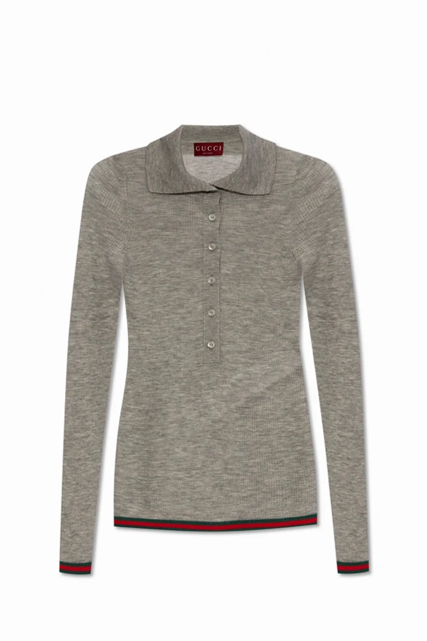 SZARY Kaszmirowe polo