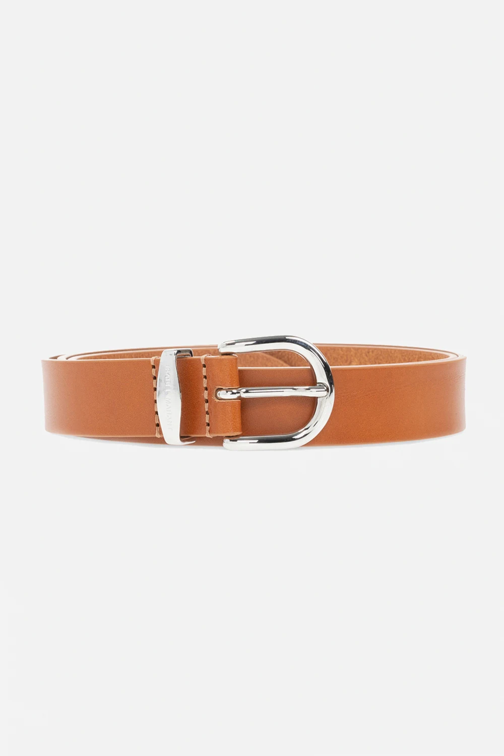 Leather belt with logo