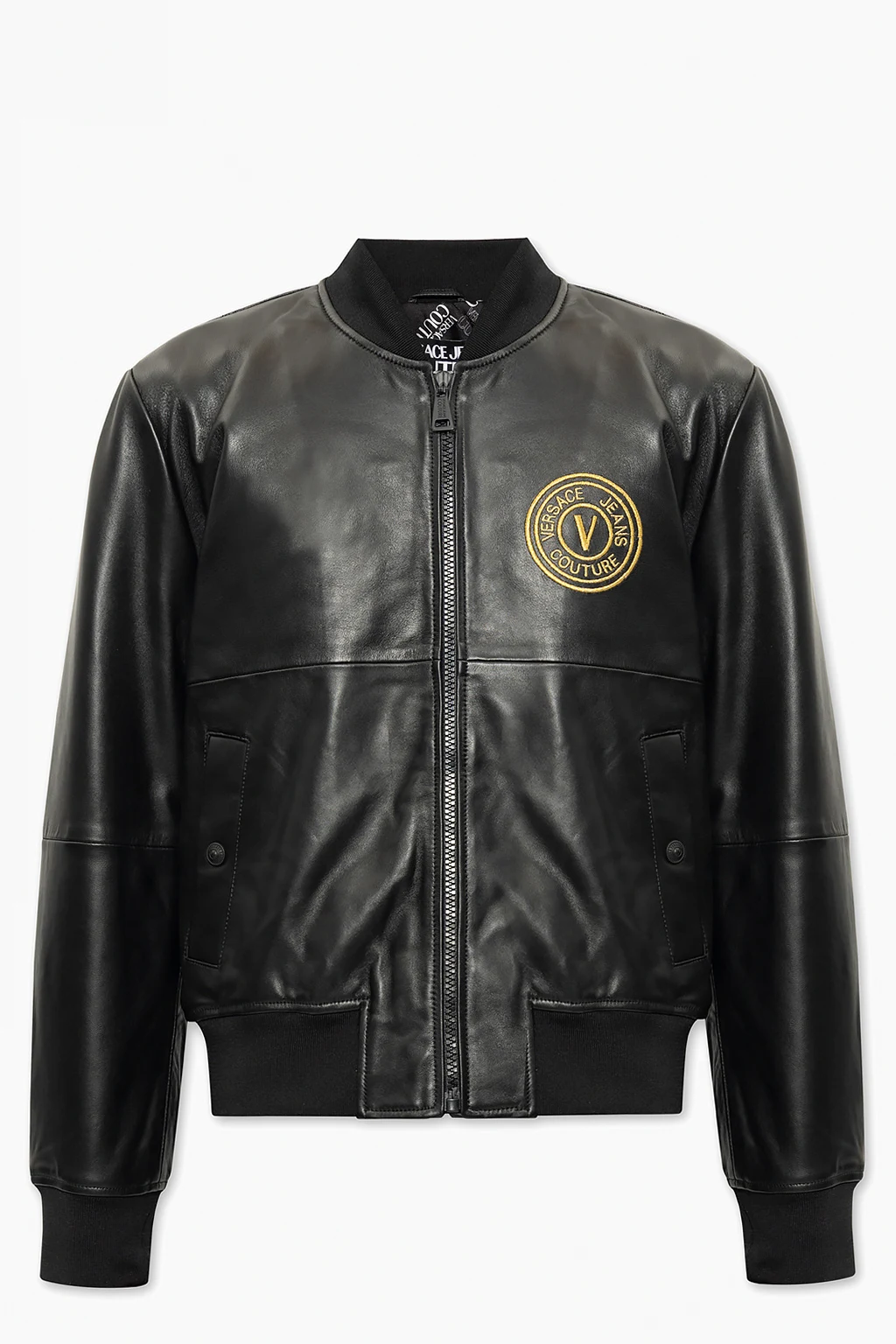 BLACK Leather bomber jacket