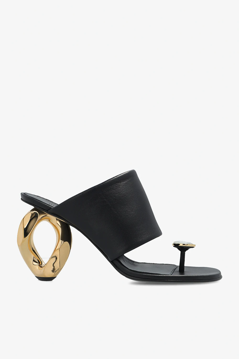 BLACK Slides on decorative heel