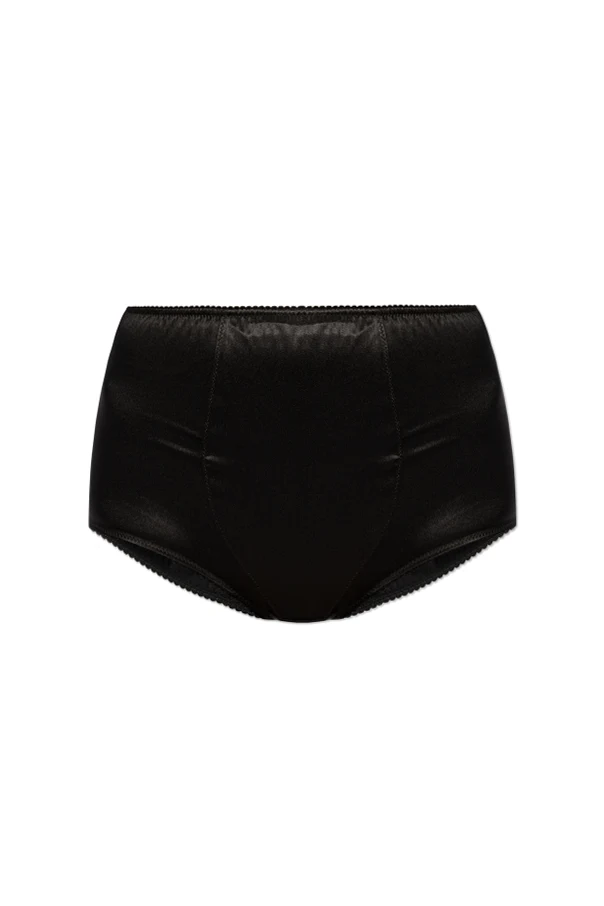 CZARNY Jedwabne figi z wysokim stanem