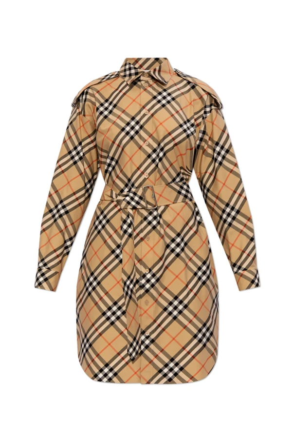 BEIGE Kleid mit Karomuster